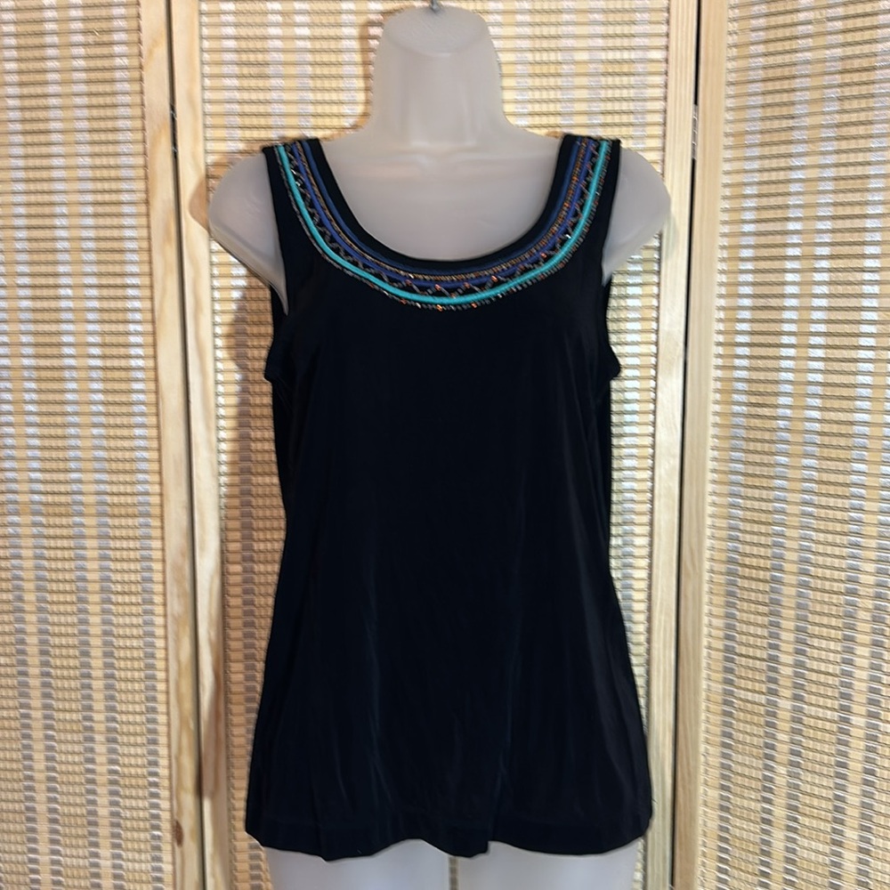 Chico's Travelers Two Piece Black Tank Top With Black Cardigan Sequins Small 1 - Picture 7 of 16